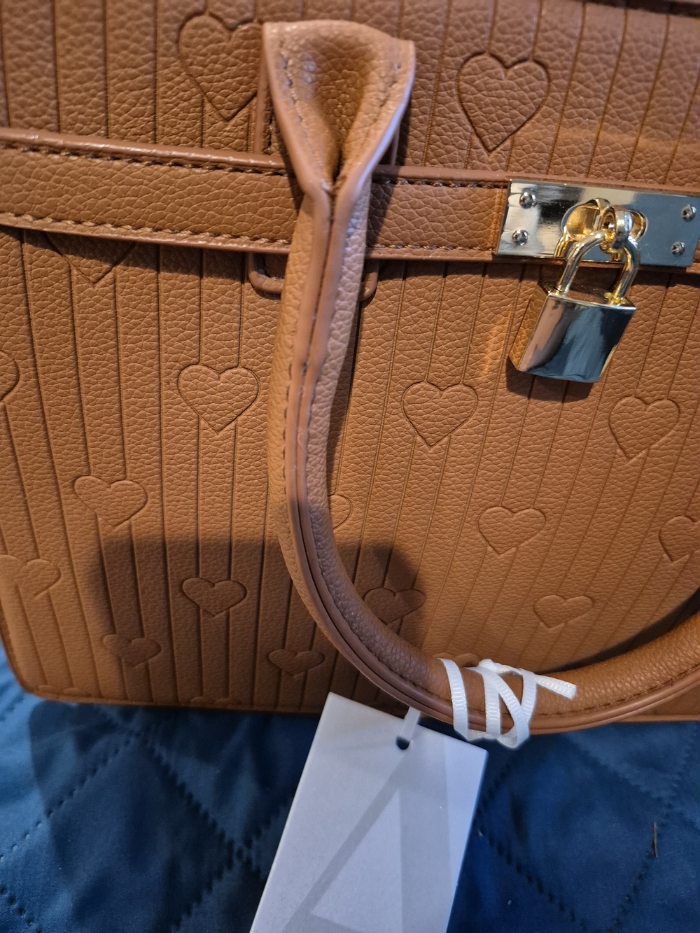 Alyssa Tan Heart-Embossed Structured Satchel - Picture 2 of 9